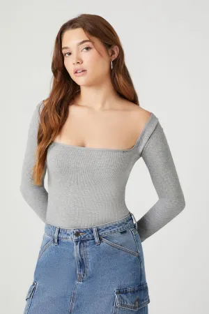 Forever 21 Women's Seamless Fitted Bodysuit Heather Grey Forever 21