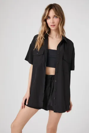 Forever 21 Women's Short-Sleeve Shirt & Shorts Set Black Forever 21