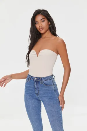 Forever 21 Women's Strapless Sweetheart Bodysuit Beige Forever 21