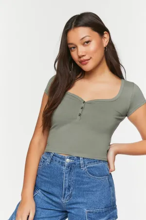 Forever 21 Women's Sweetheart Short-Sleeve Top Tea Forever 21