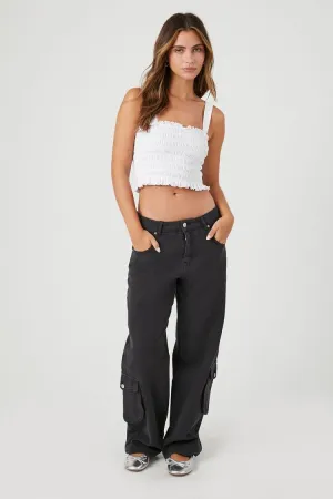 Forever 21 Women's Twill Straight-Leg Cargo Pants Black Forever 21