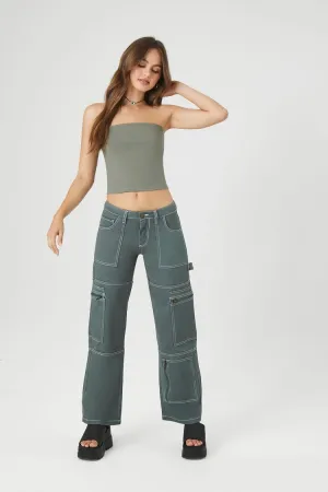Forever 21 Women's Wide-Leg Utility Cargo Pants Sage Forever 21