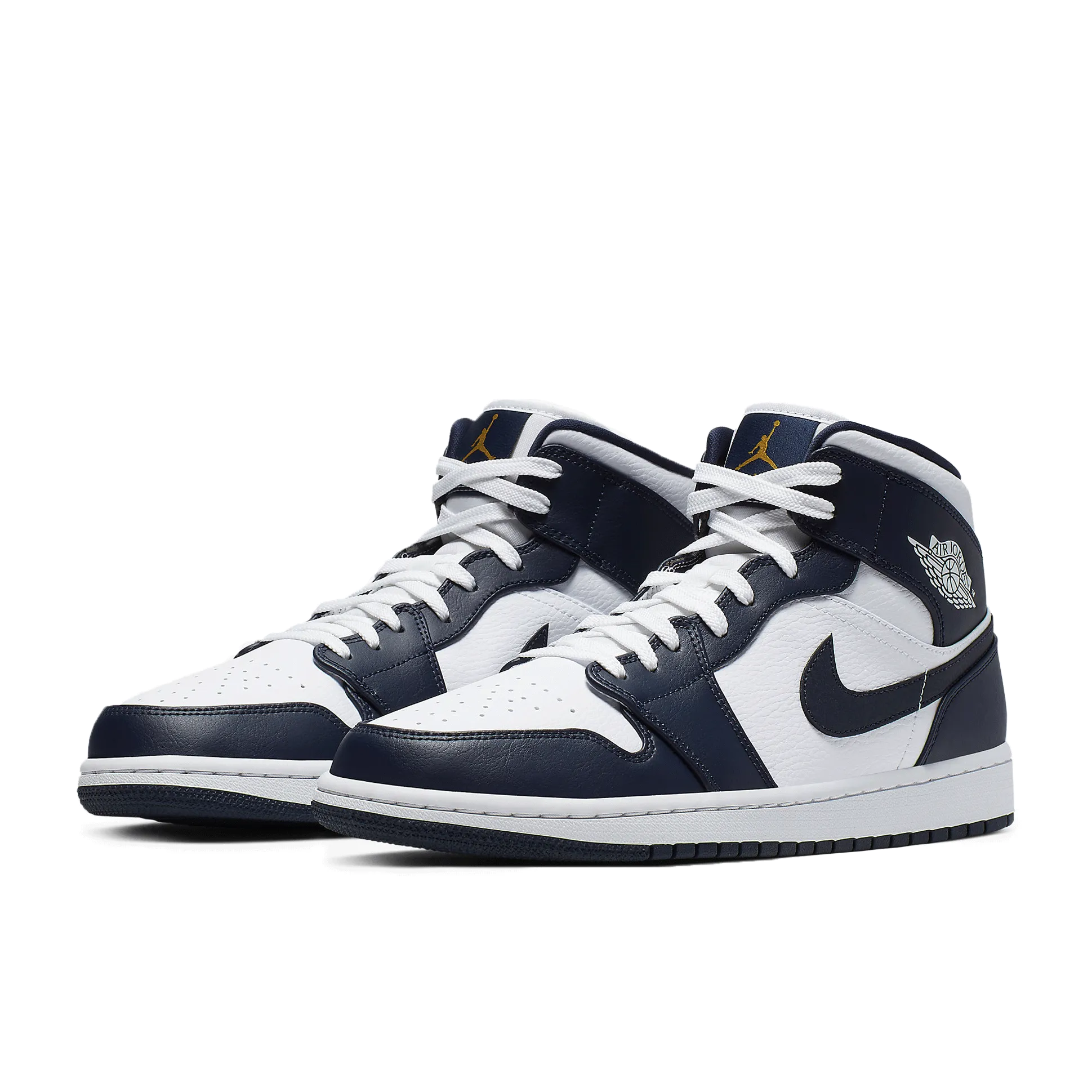 Jordan 1 Mid White Metallic Gold Obsidian