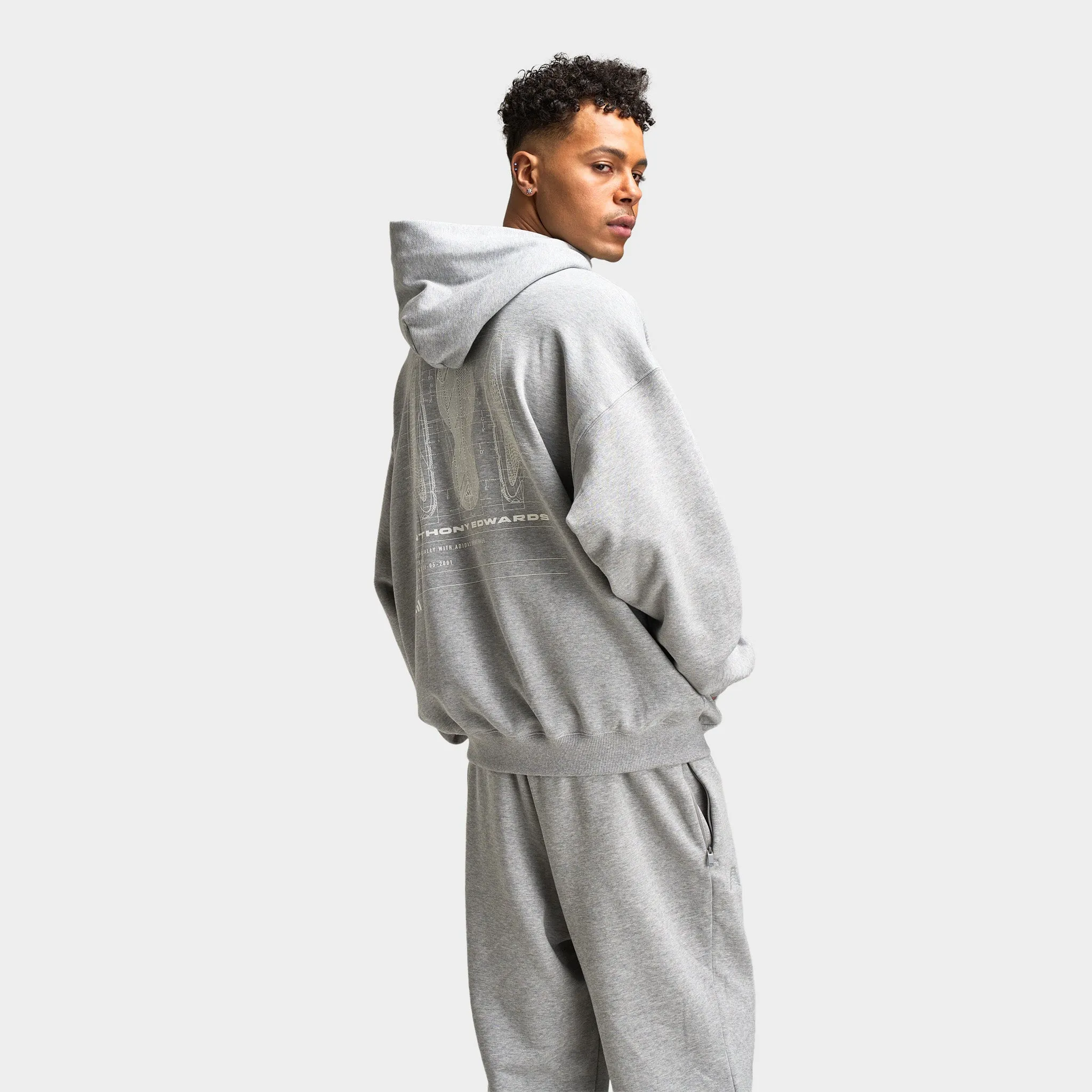 Mens Adidas adidas Anthony Edwards GFX Hoodie / Medium Heather Grey