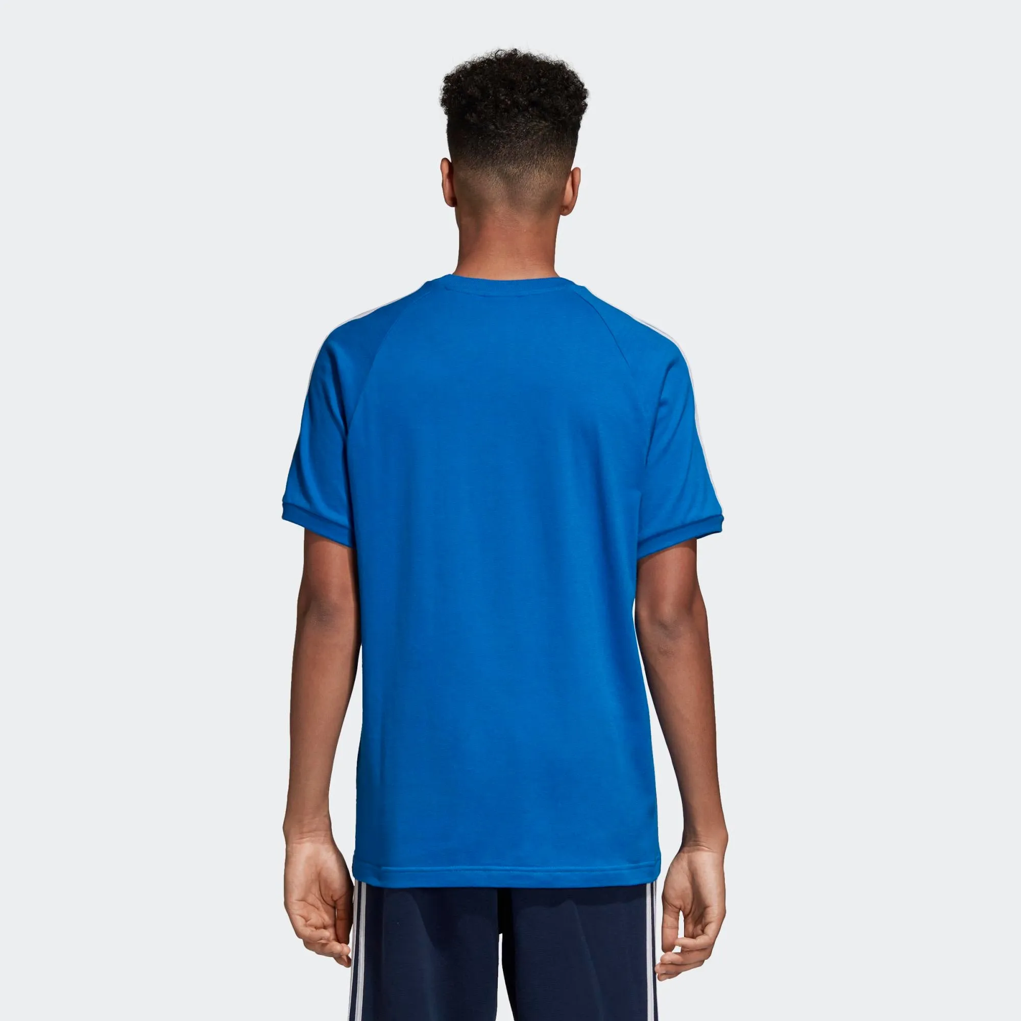 Mens Adidas Originals 3-Stripes Tee Shirt In Bluebird