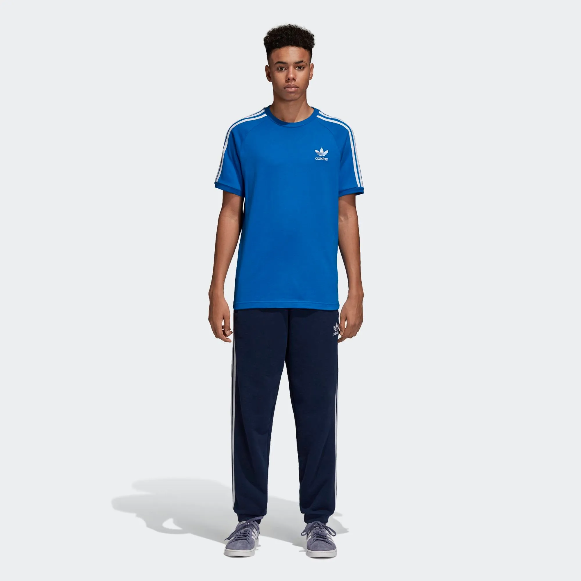 Mens Adidas Originals 3-Stripes Tee Shirt In Bluebird