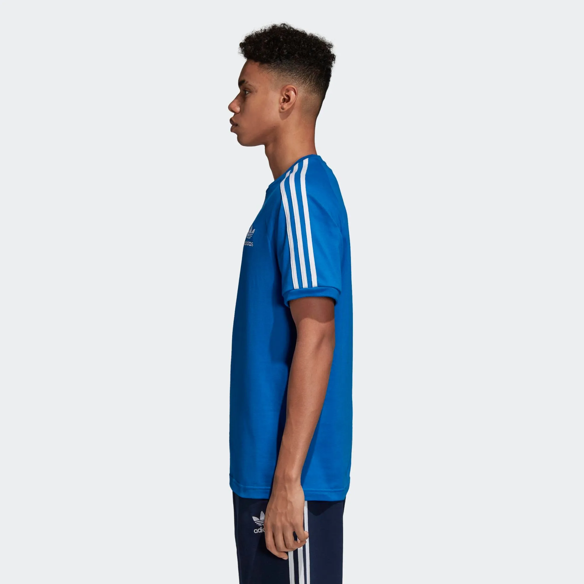 Mens Adidas Originals 3-Stripes Tee Shirt In Bluebird