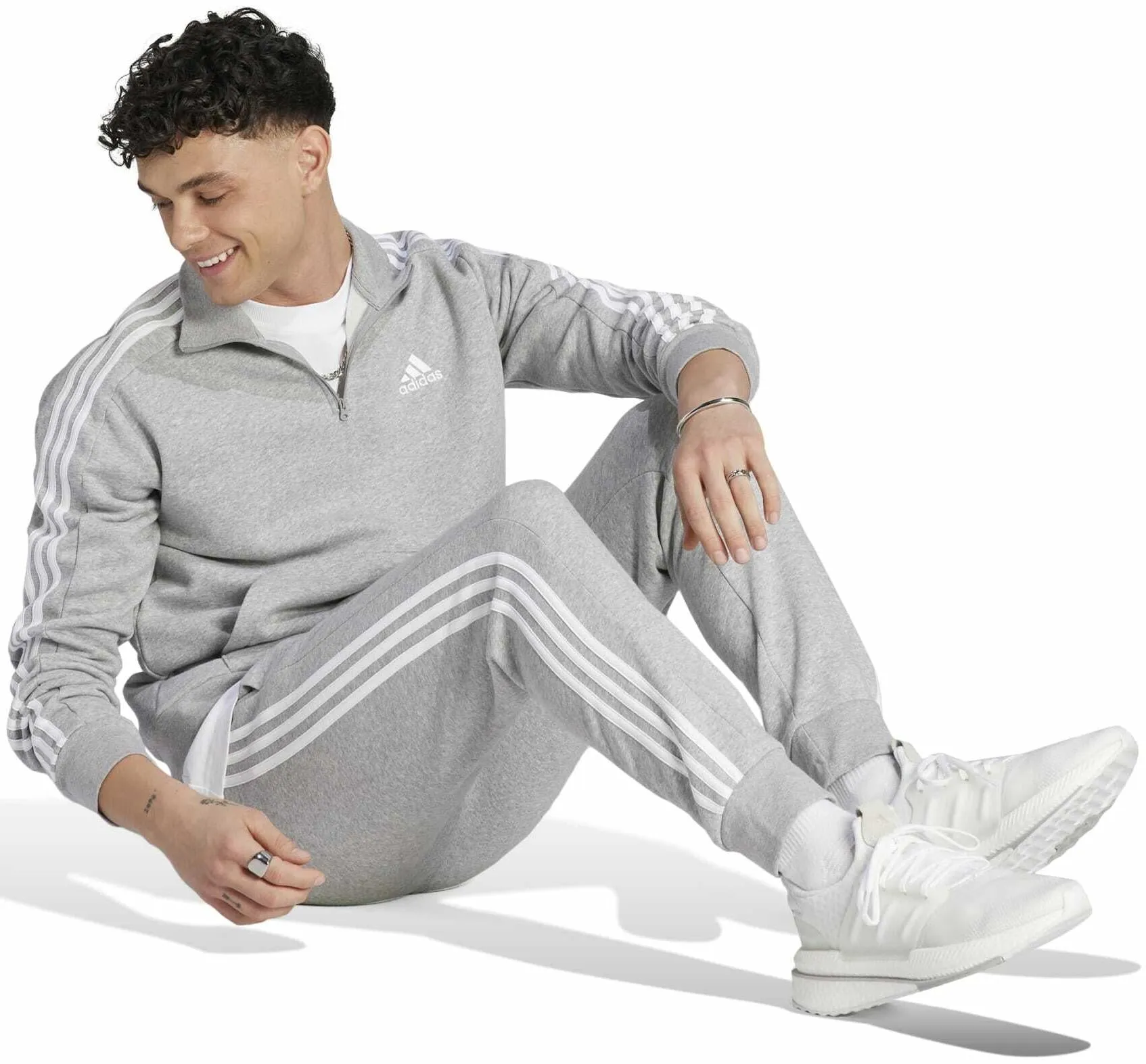 Men's Essentials Fleece 3-Stripes Tapered Cuff Joggers