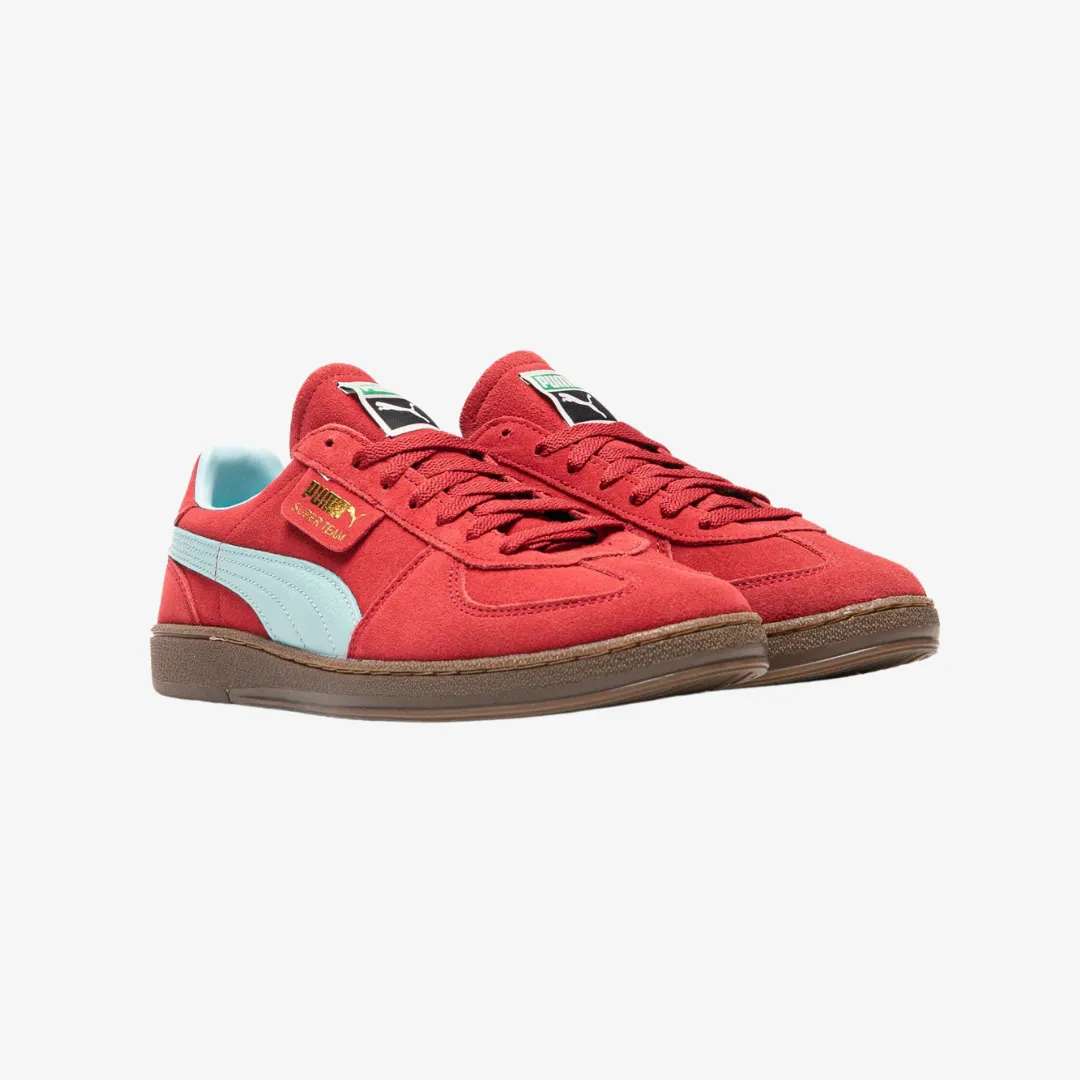 mens puma super team suede (dark crimson/safe lake)