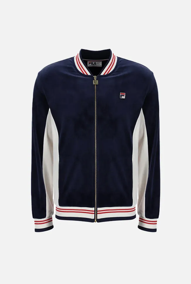 Miguel Velour Navy / Gardenia / Red - Track Top