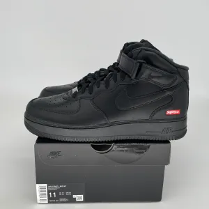 NIKE AIR FORCE 1 MID SUPREME BLACK SIZE 11 FZ8784-001