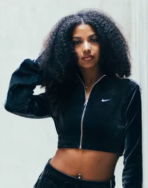 Nike Cropped Velour Full-Zip Top