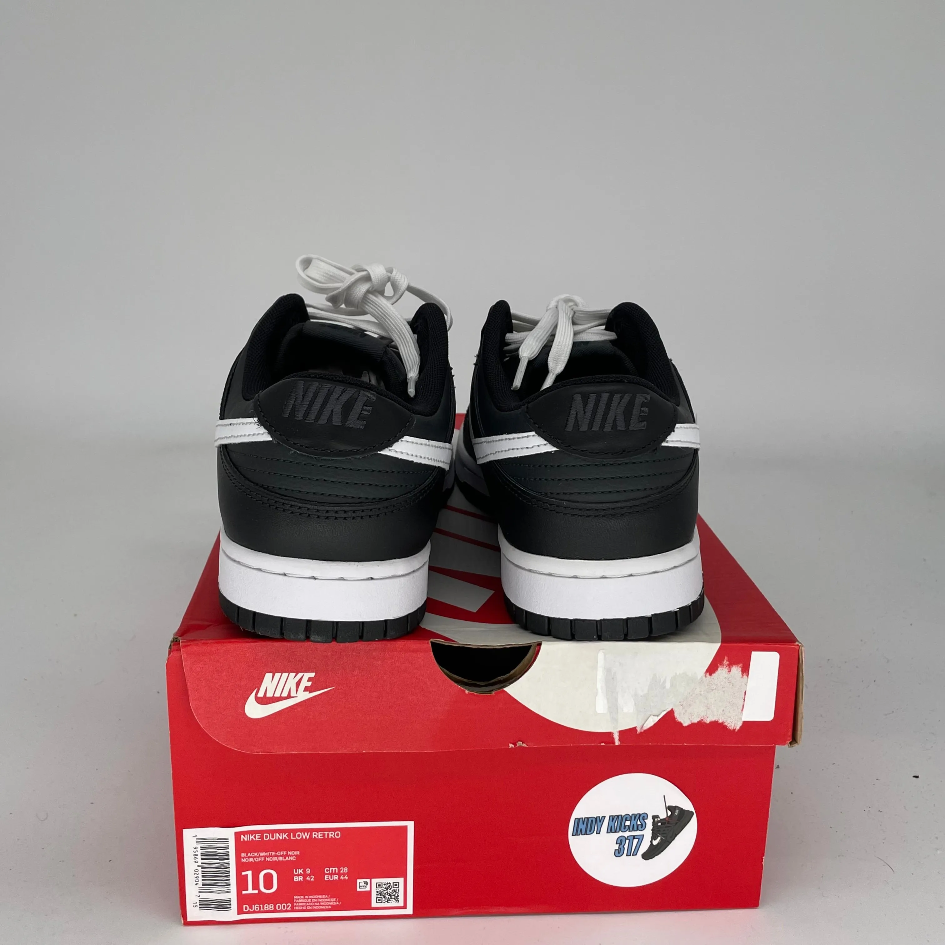 NIKE DUNK LOW BLACK PANDA SIZE 10 DJ6188-002