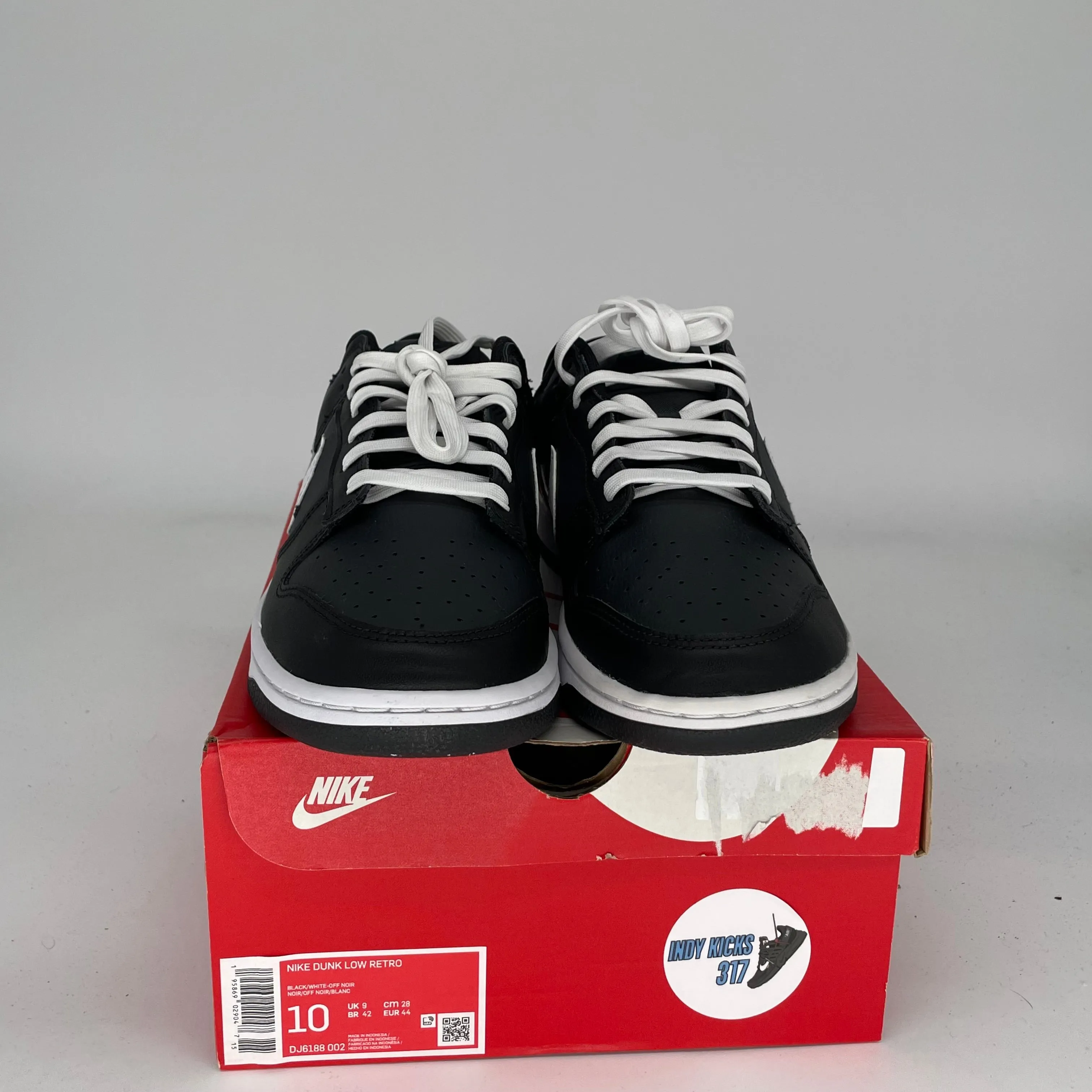 NIKE DUNK LOW BLACK PANDA SIZE 10 DJ6188-002