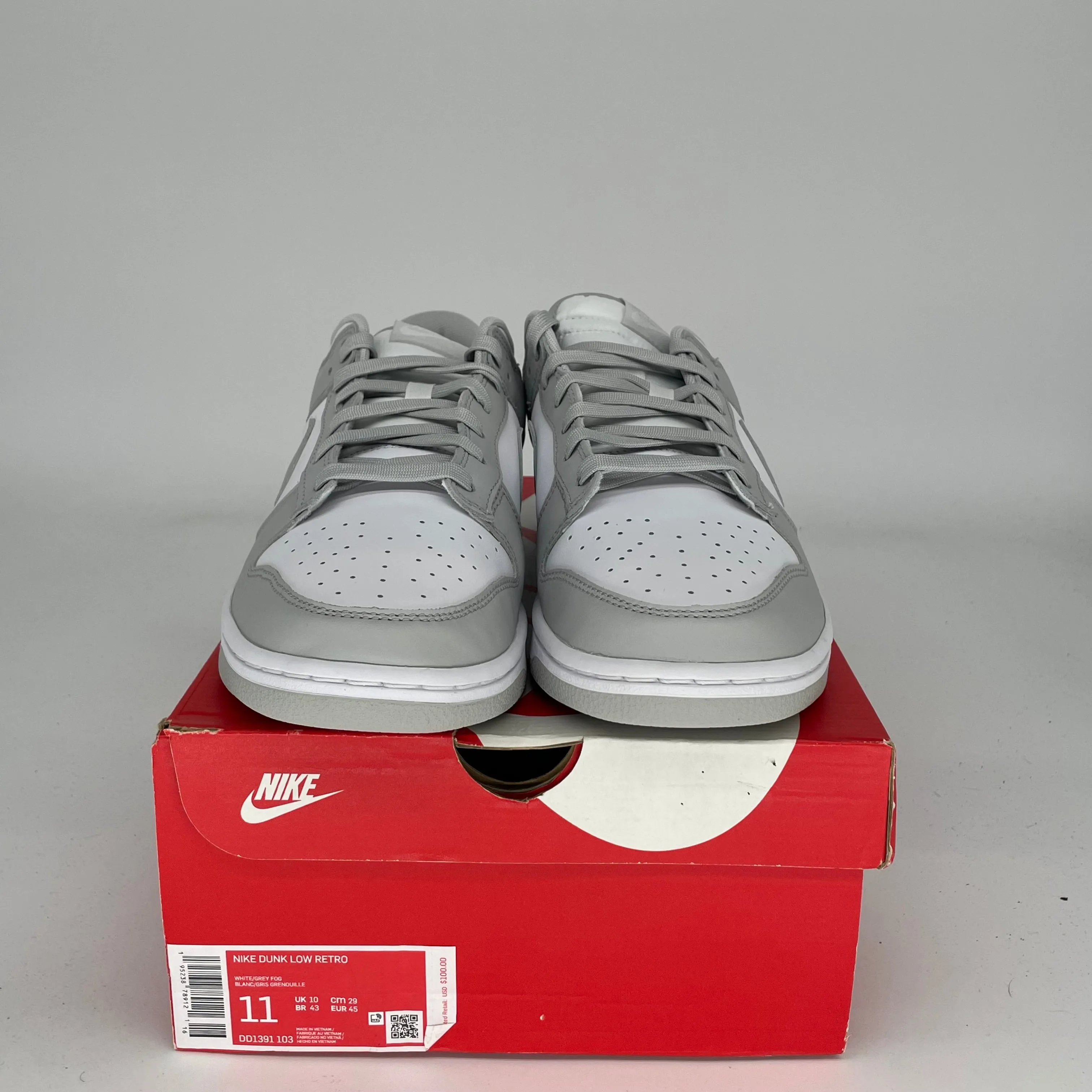 NIKE DUNK LOW GREY FOG SIZE 11DD1391-103