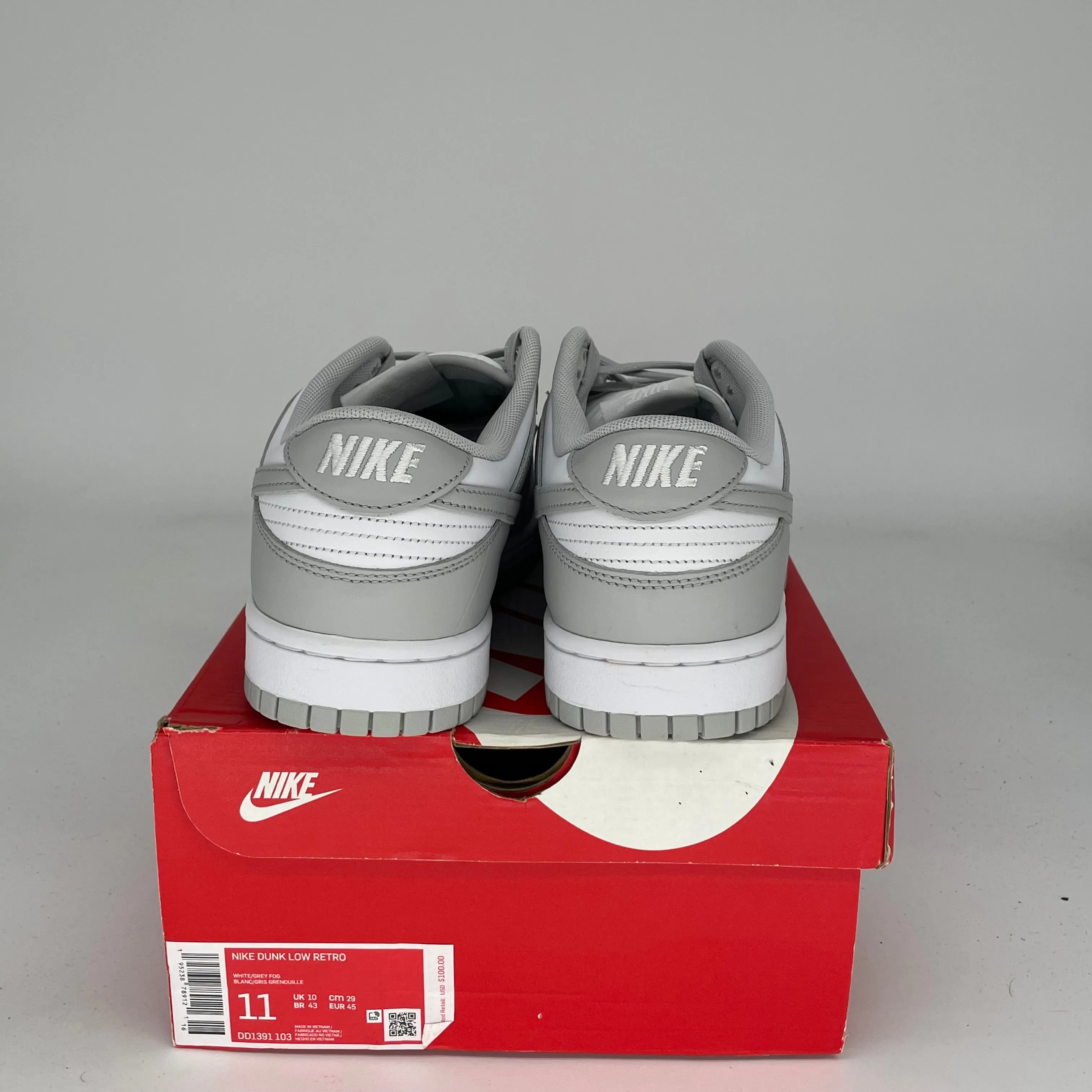 NIKE DUNK LOW GREY FOG SIZE 11DD1391-103
