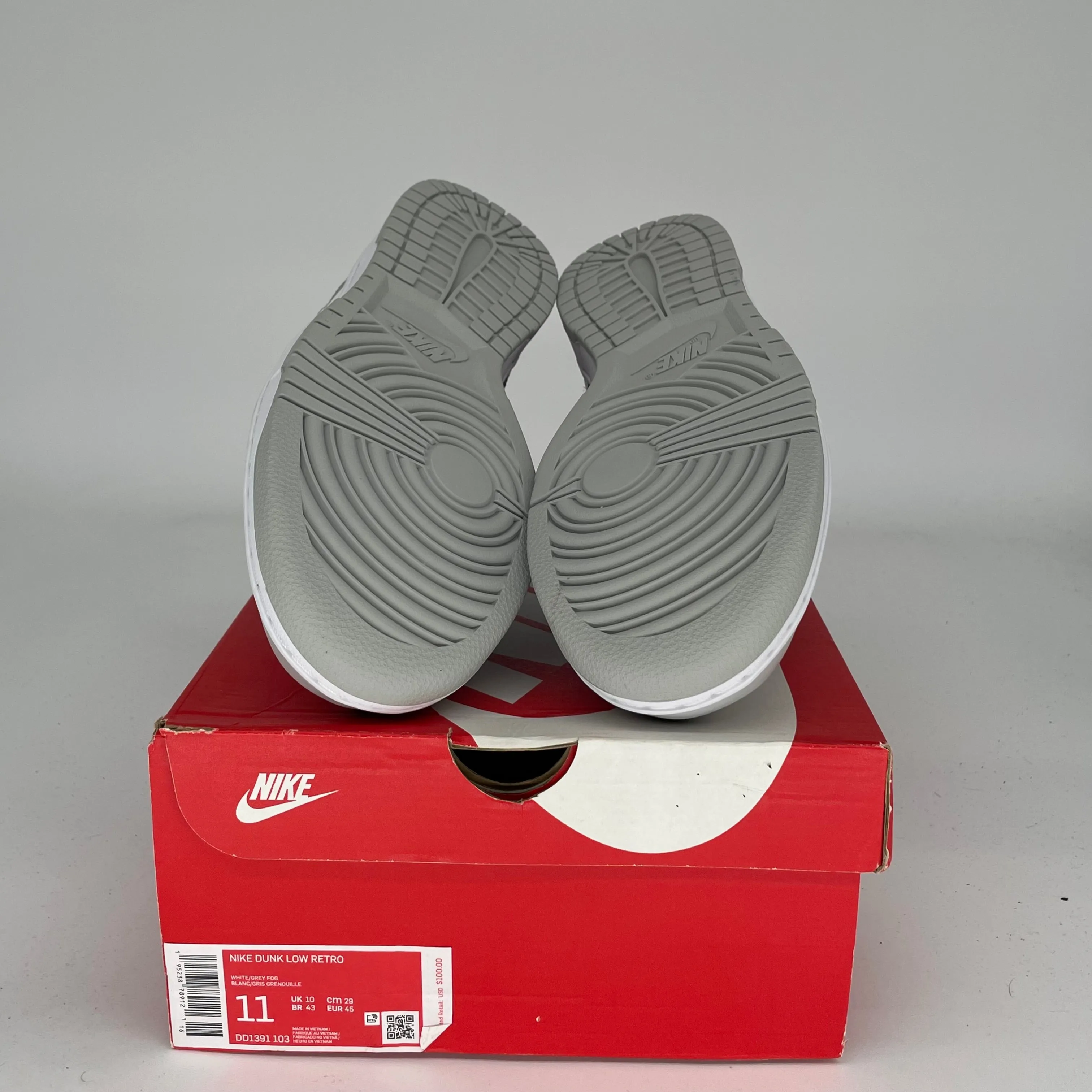 NIKE DUNK LOW GREY FOG SIZE 11DD1391-103