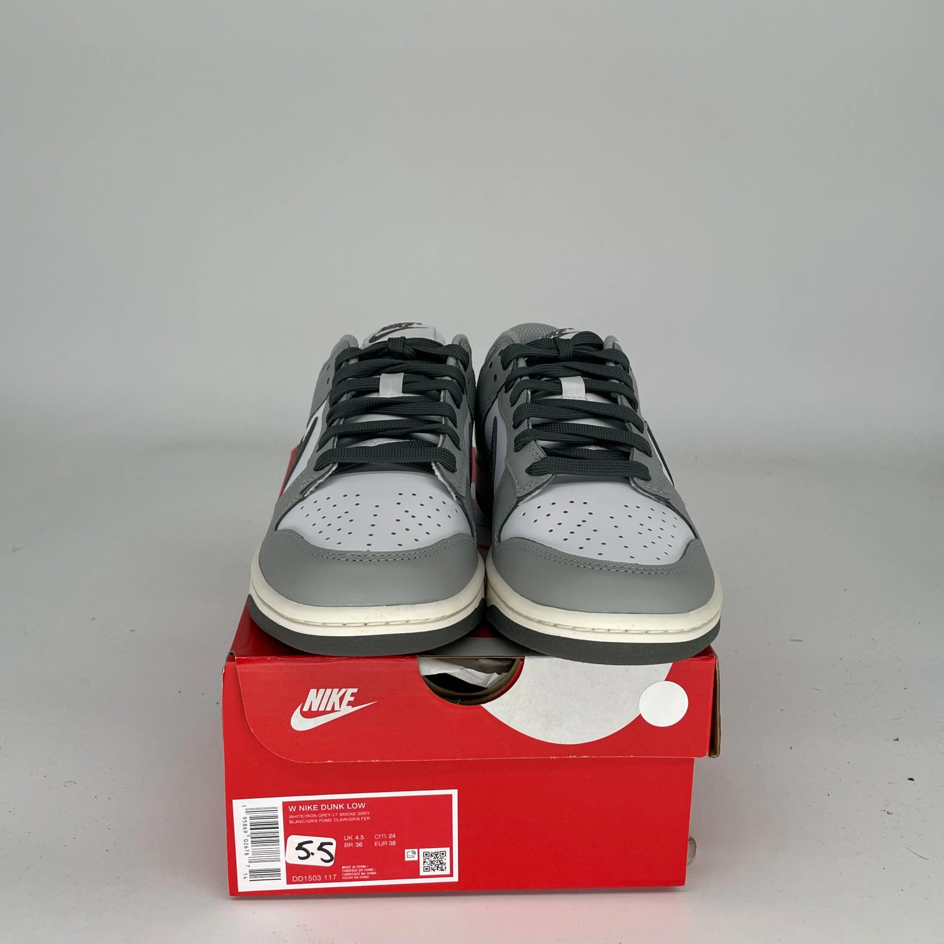 NIKE DUNK LOW LIGHT SMOKE GREY W SIZE 5.5/7W DD1503-117