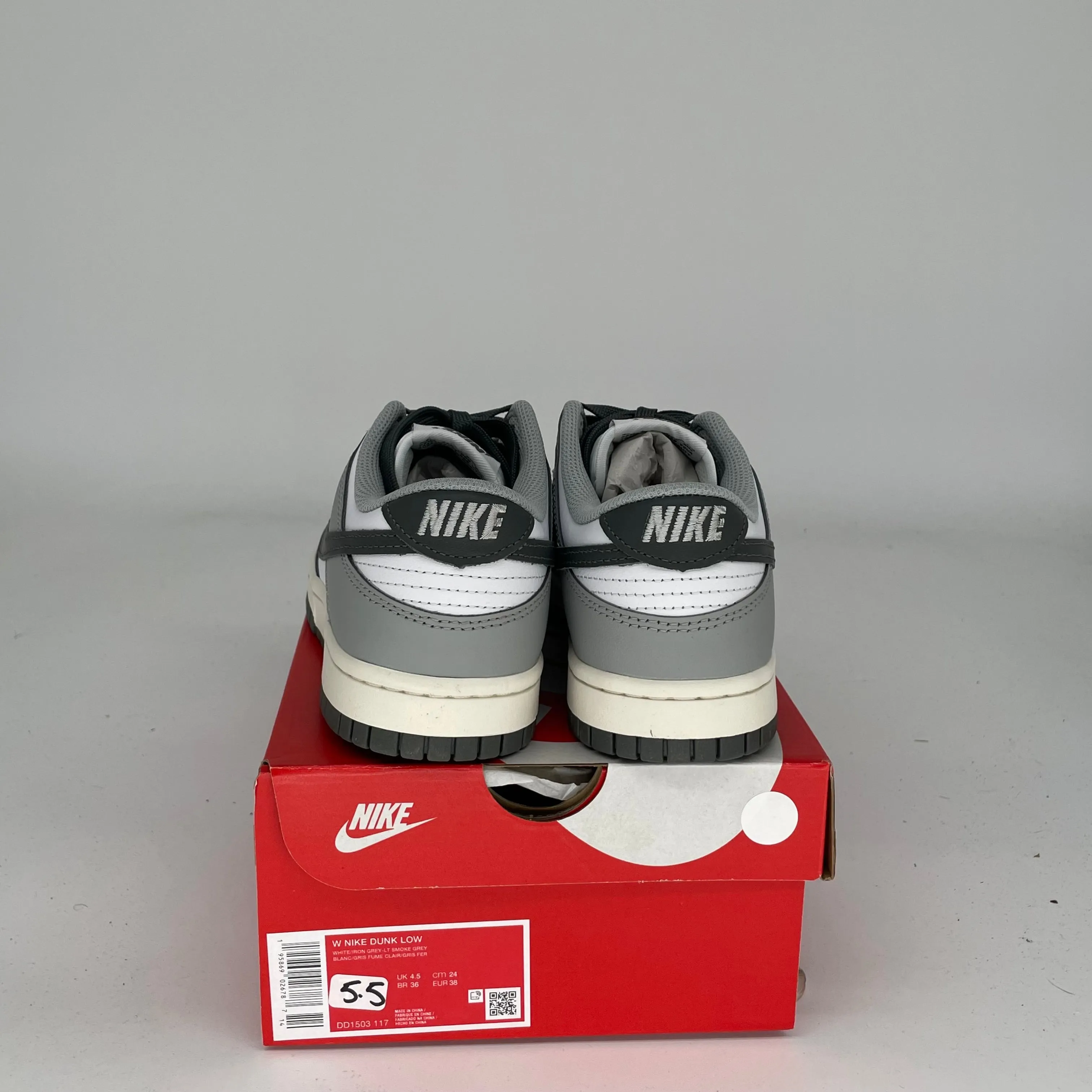 NIKE DUNK LOW LIGHT SMOKE GREY W SIZE 5.5/7W DD1503-117