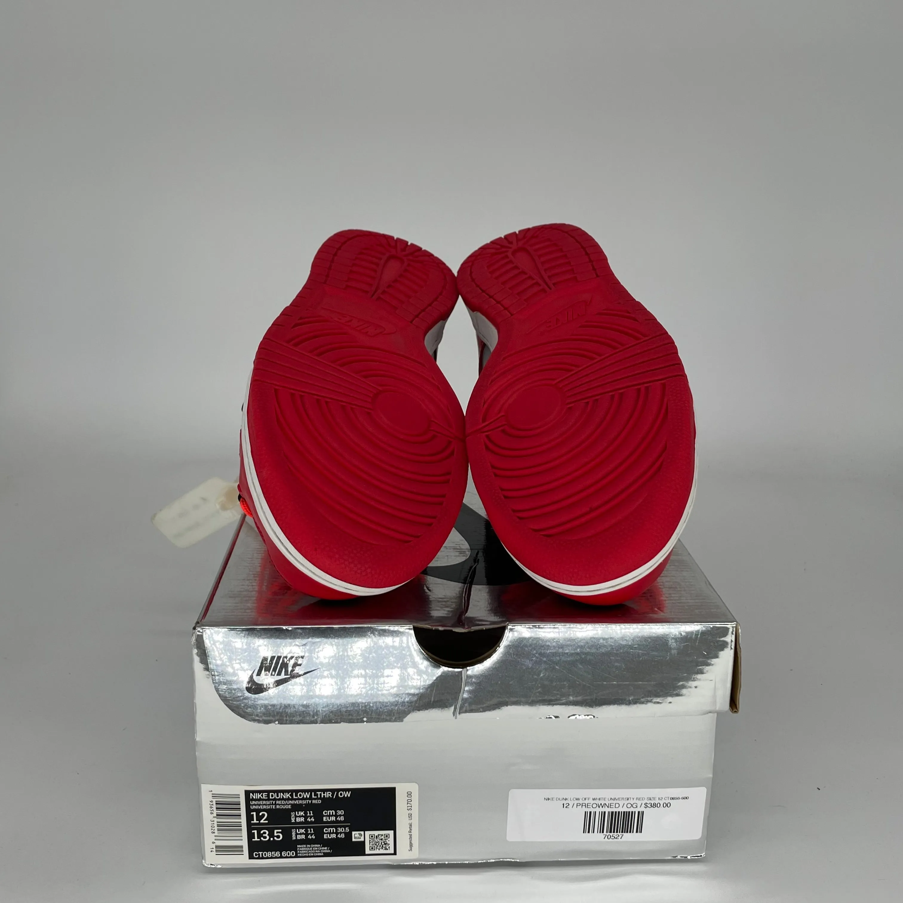 NIKE DUNK LOW OFF WHITE UNIVERSITY RED SIZE 12 CT0856-600
