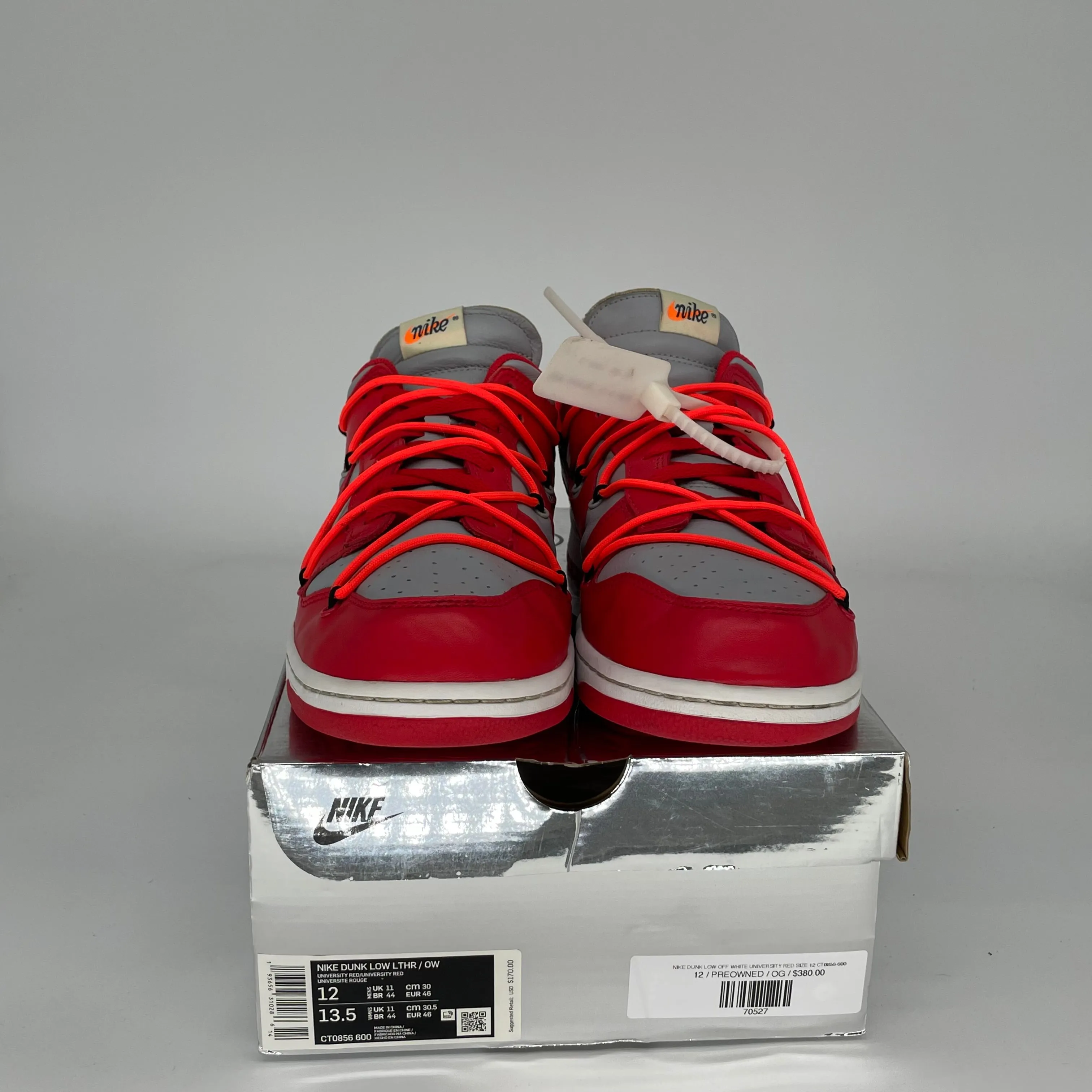 NIKE DUNK LOW OFF WHITE UNIVERSITY RED SIZE 12 CT0856-600