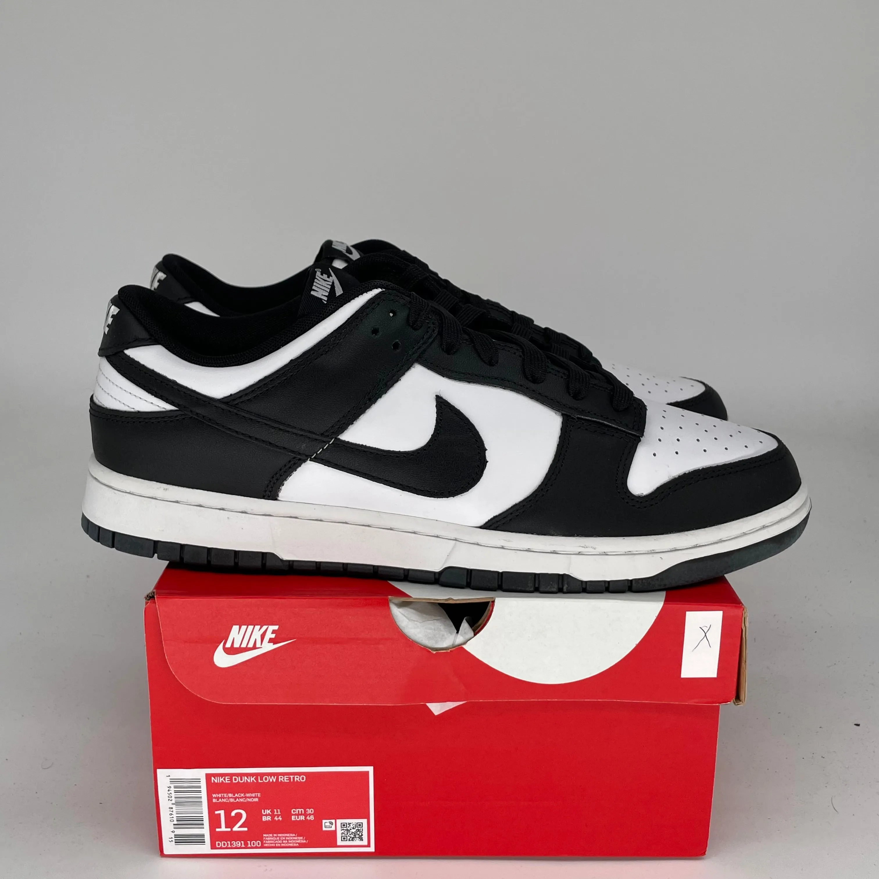 NIKE DUNK LOW PANDA SIZE 12 DD1391-100