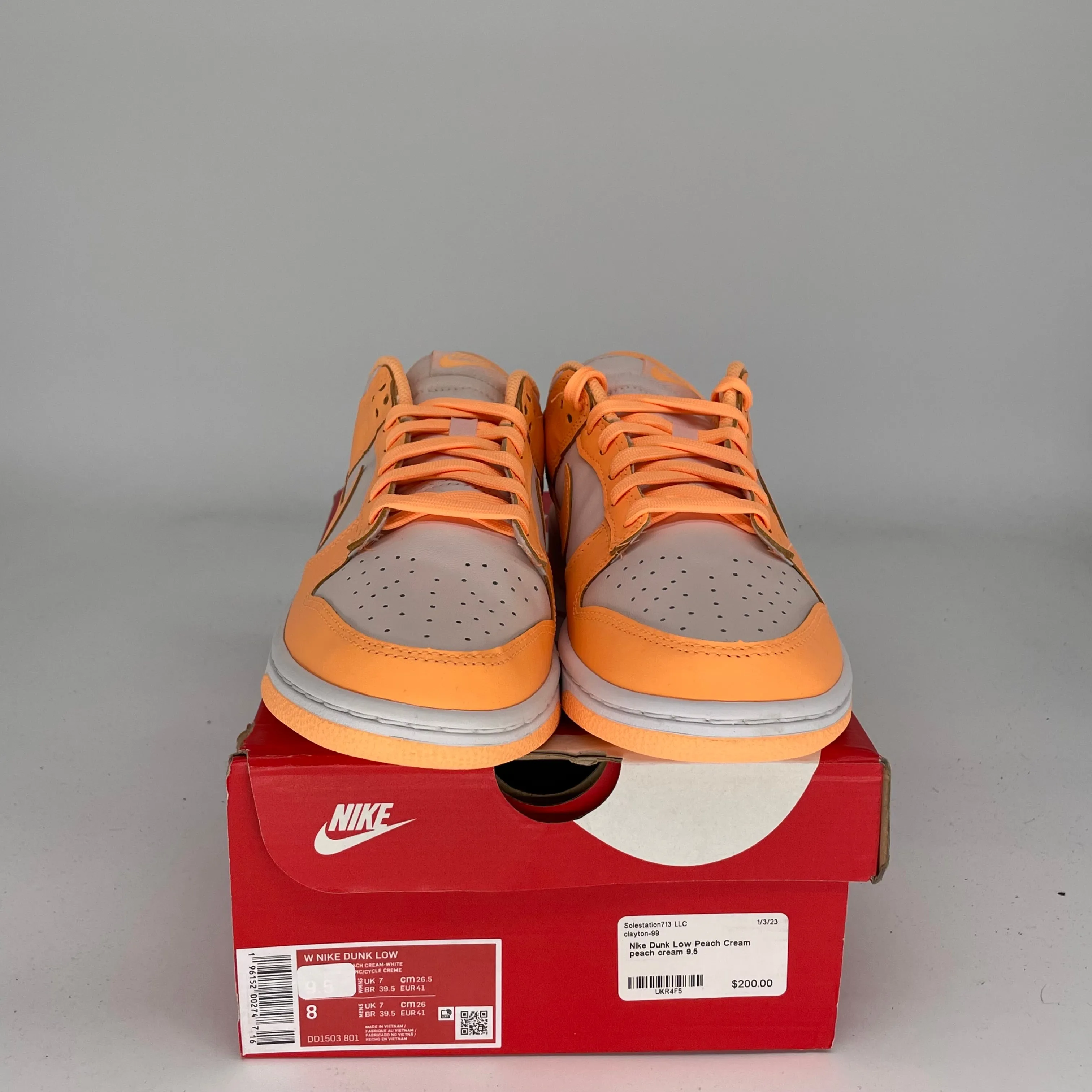 NIKE DUNK LOW PEACH CREAM W SIZE 8/9.5W DD1503-801