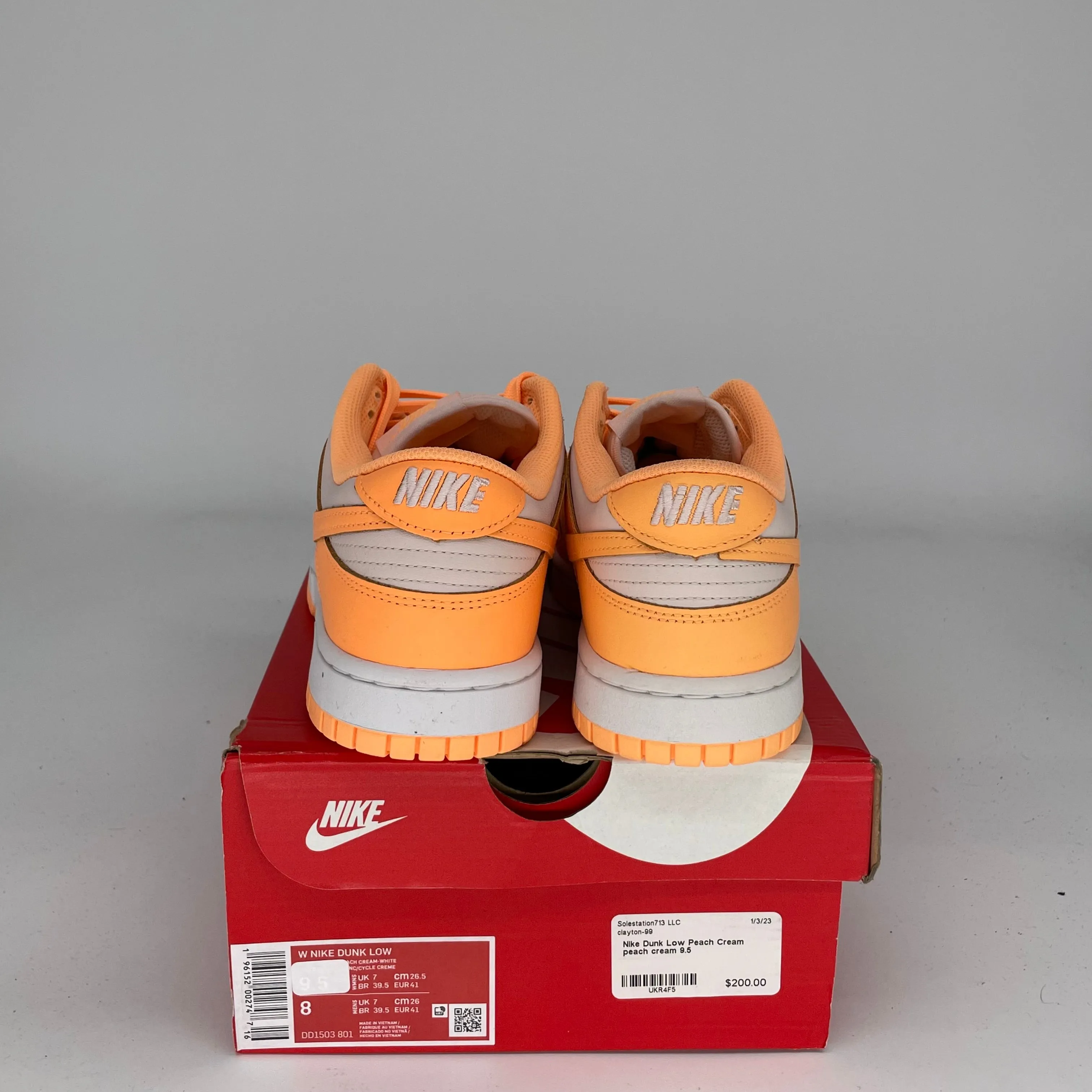 NIKE DUNK LOW PEACH CREAM W SIZE 8/9.5W DD1503-801