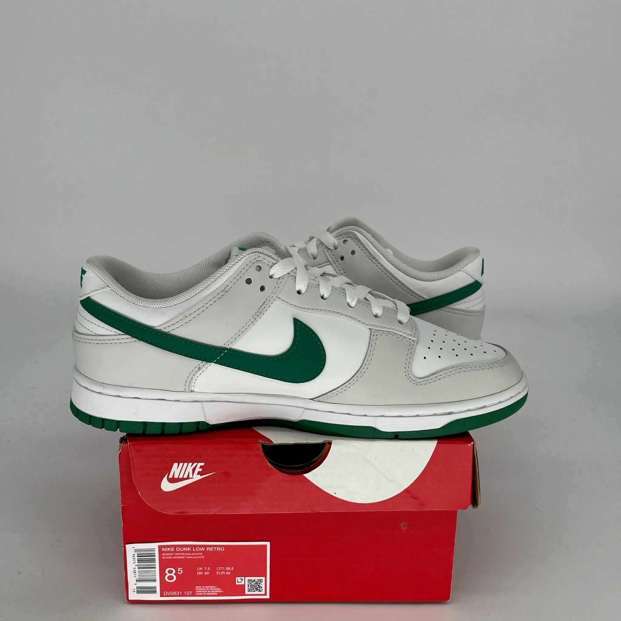 NIKE DUNK LOW SUMMIT WHITE MALACHITE SIZE 8.5 DV0831-107