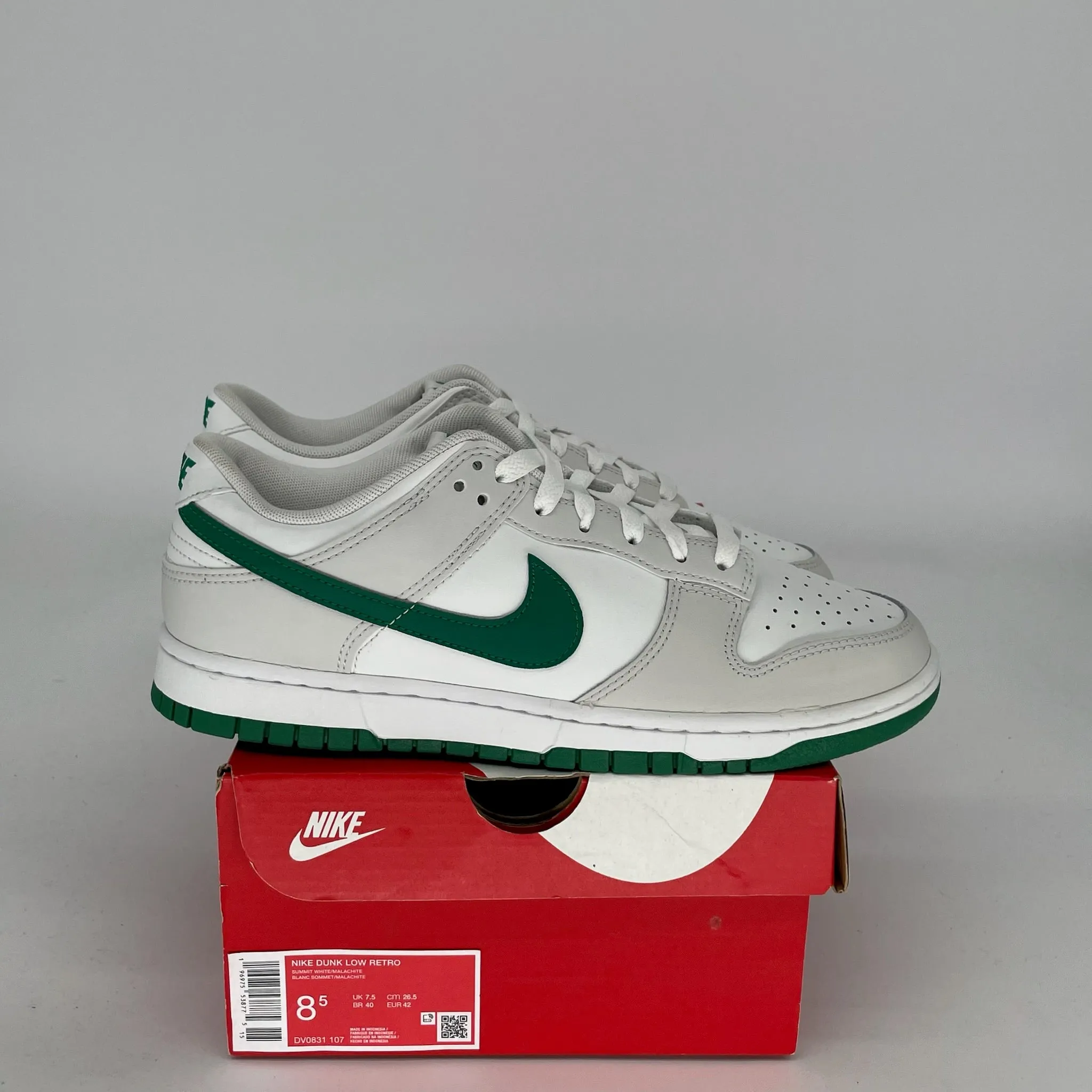 NIKE DUNK LOW SUMMIT WHITE MALACHITE SIZE 8.5 DV0831-107