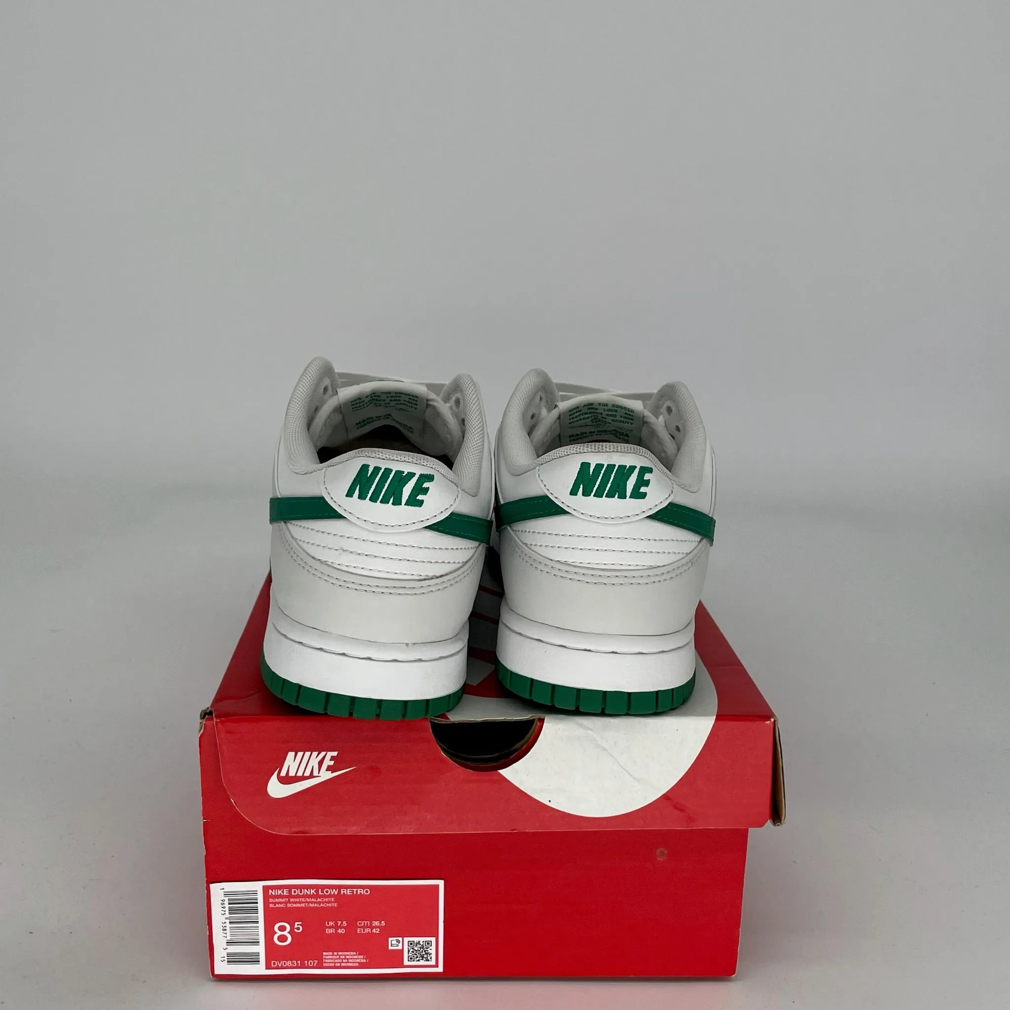 NIKE DUNK LOW SUMMIT WHITE MALACHITE SIZE 8.5 DV0831-107