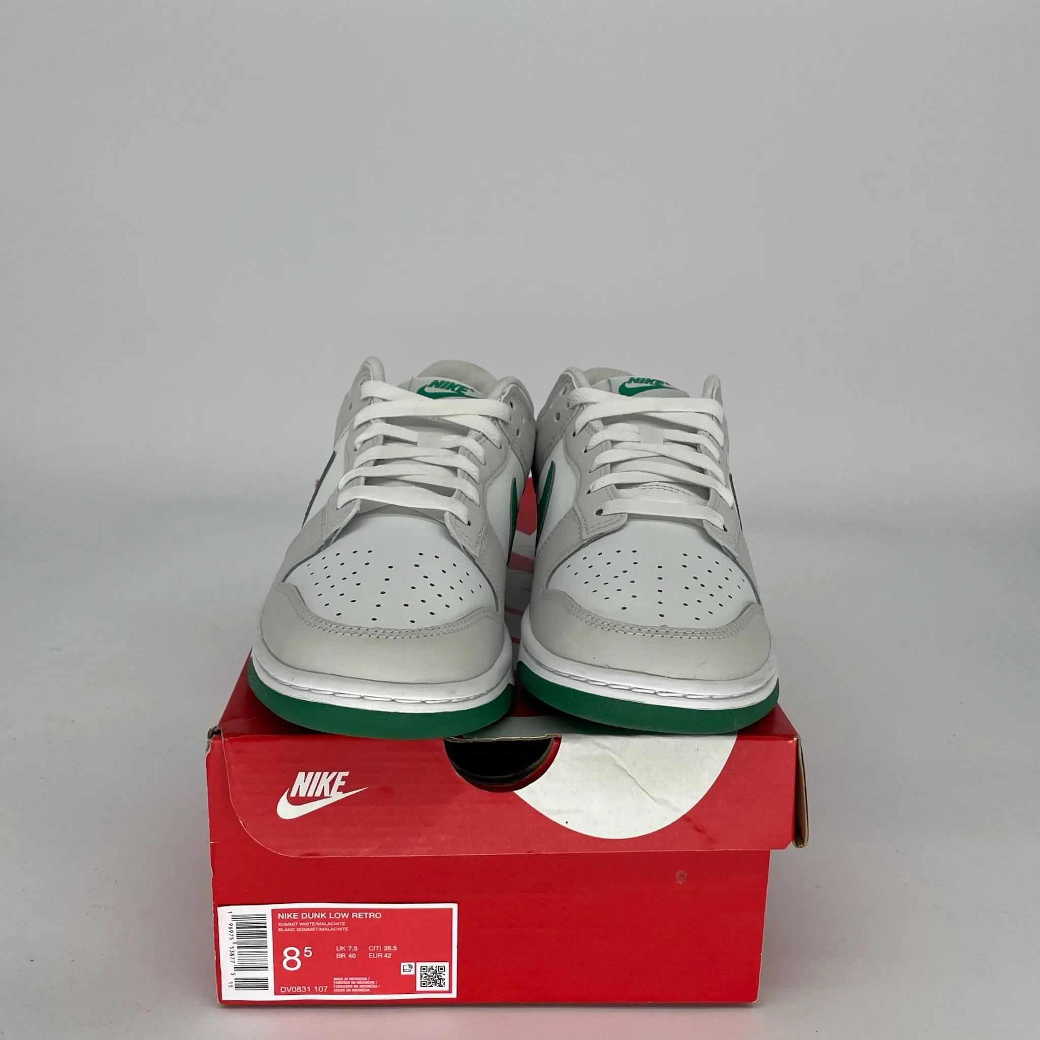 NIKE DUNK LOW SUMMIT WHITE MALACHITE SIZE 8.5 DV0831-107