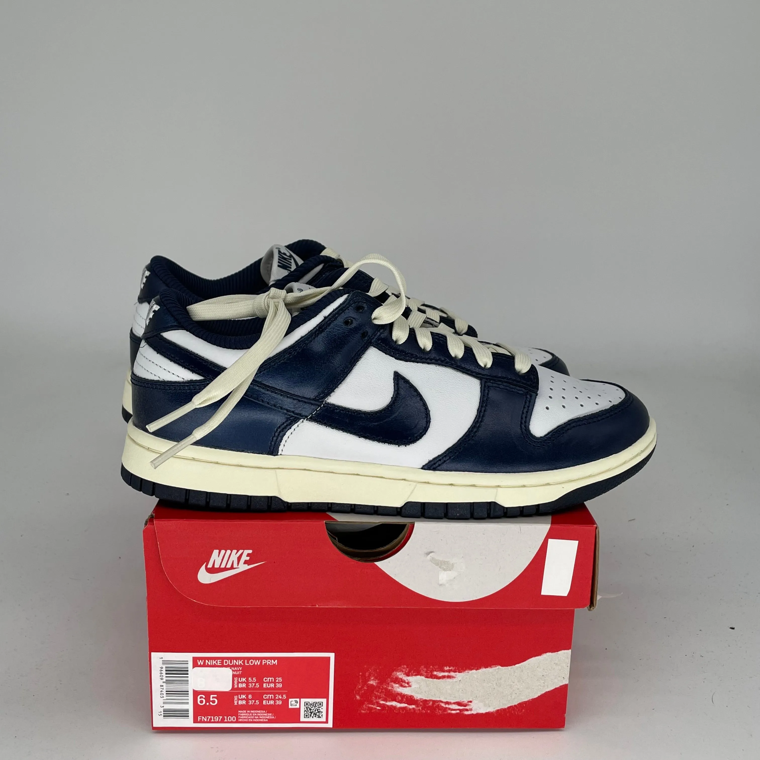 NIKE DUNK LOW VINTAGE NAVY W SIZE 6.5/8W FN7197-100