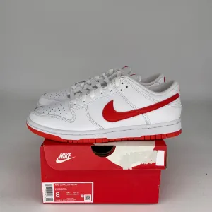NIKE DUNK LOW WHITE PICANTE RED SIZE 8 DV0831-103