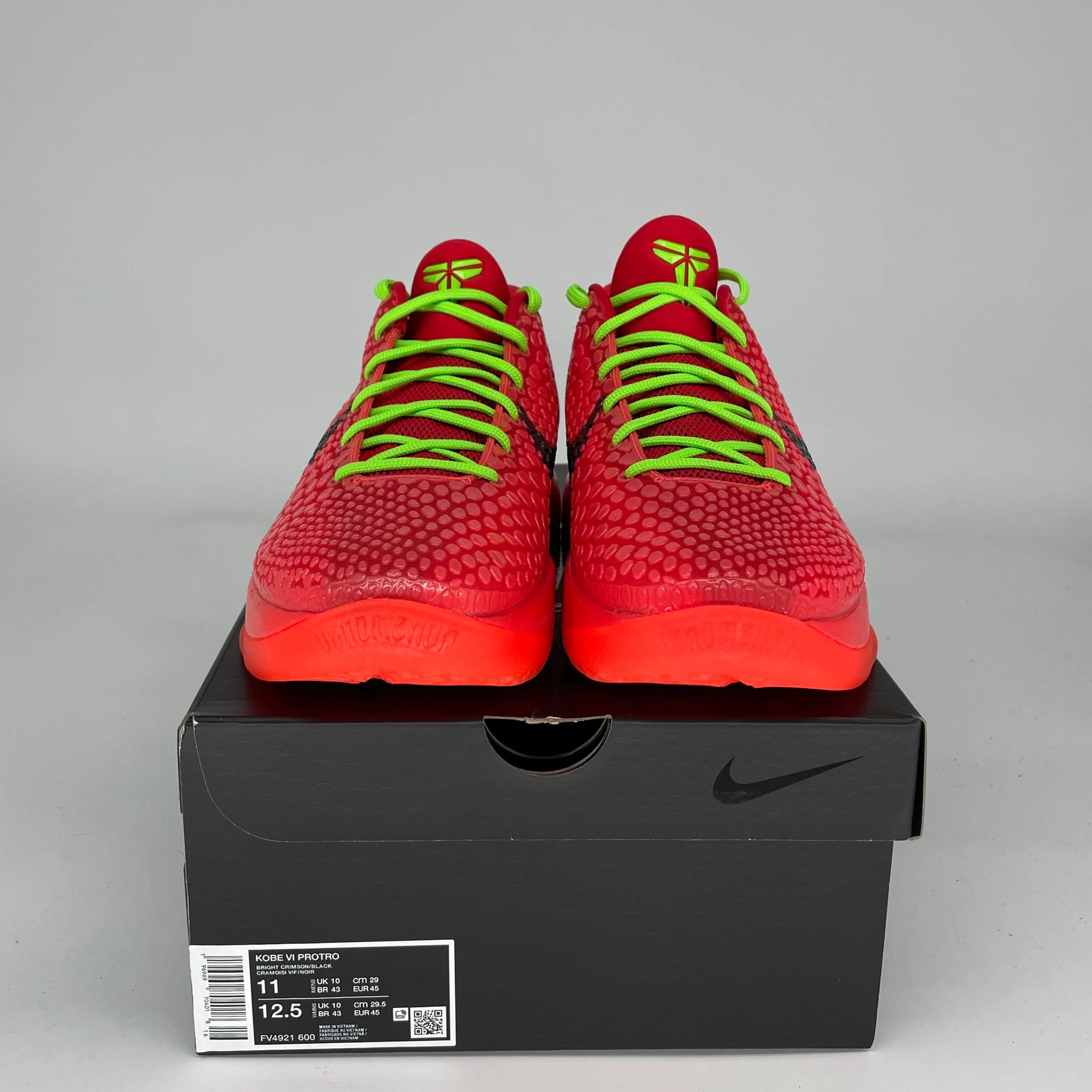 NIKE KOBE 6 PROTRO REVERSE GRINCH SIZE 11 FV4921-600