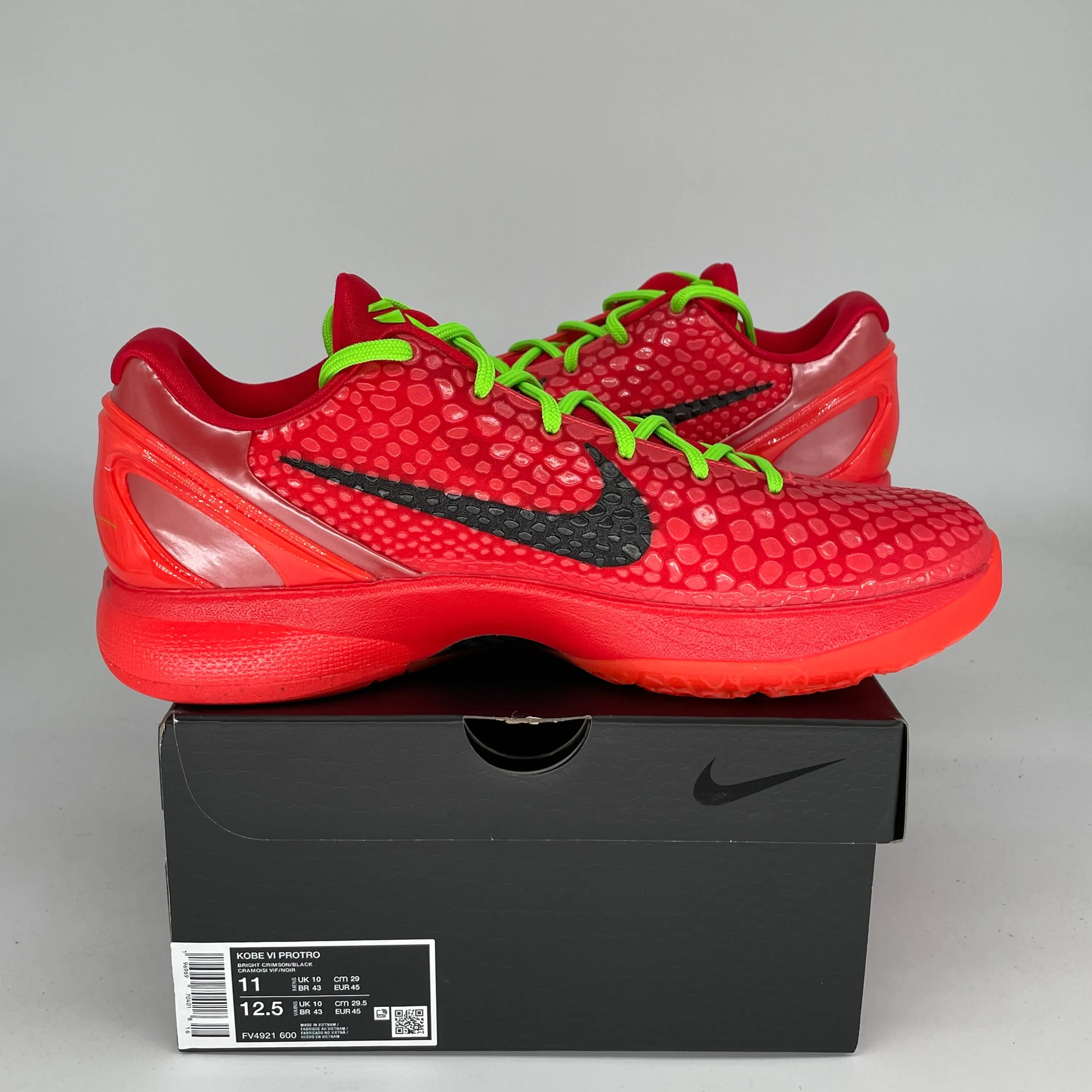 NIKE KOBE 6 PROTRO REVERSE GRINCH SIZE 11 FV4921-600