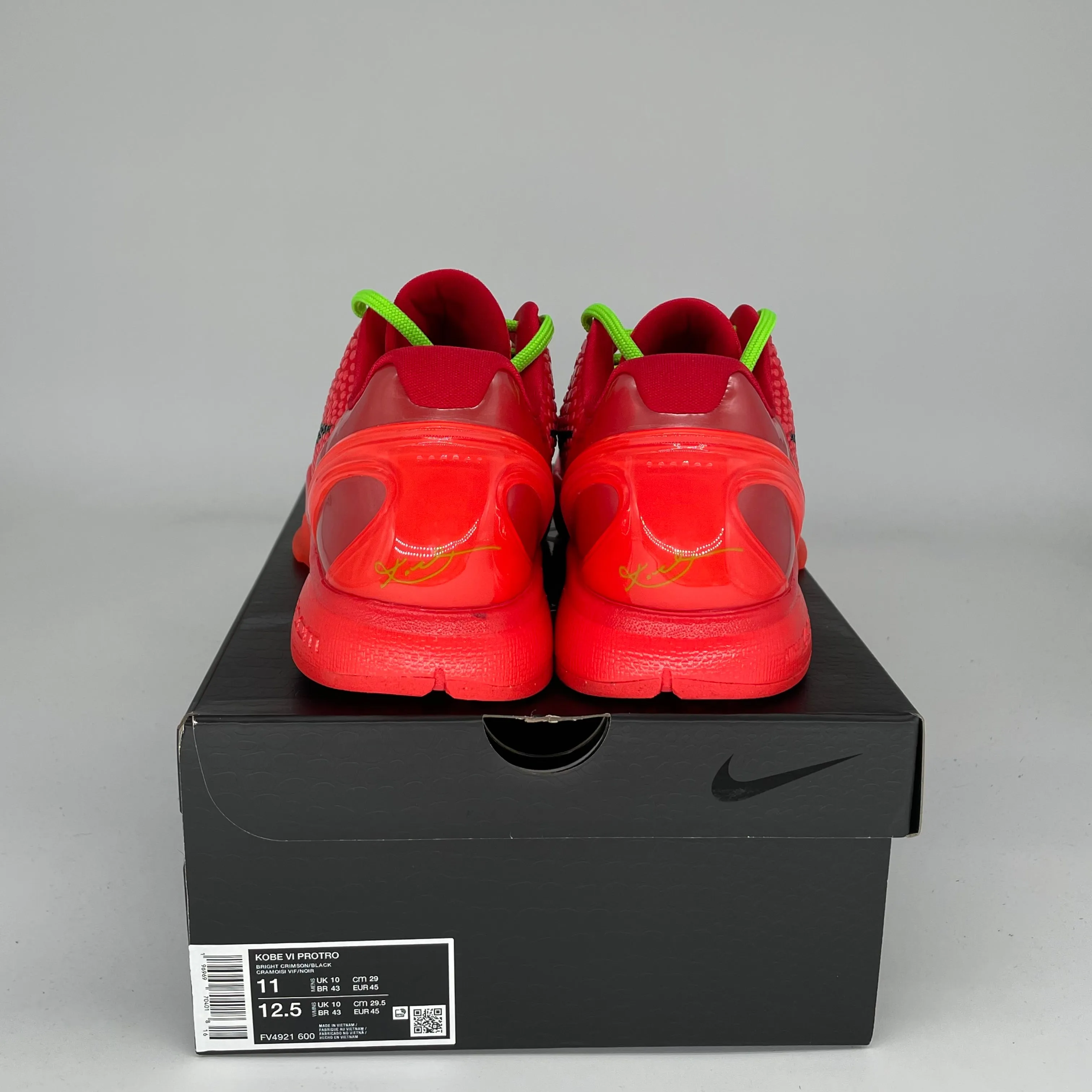 NIKE KOBE 6 PROTRO REVERSE GRINCH SIZE 11 FV4921-600