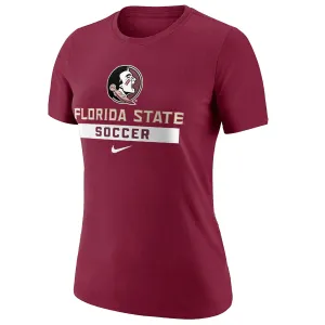 Nike Women's Seminole Logo/Florida State Soccer Short Sleeve Cotton T-shirt - Garnet