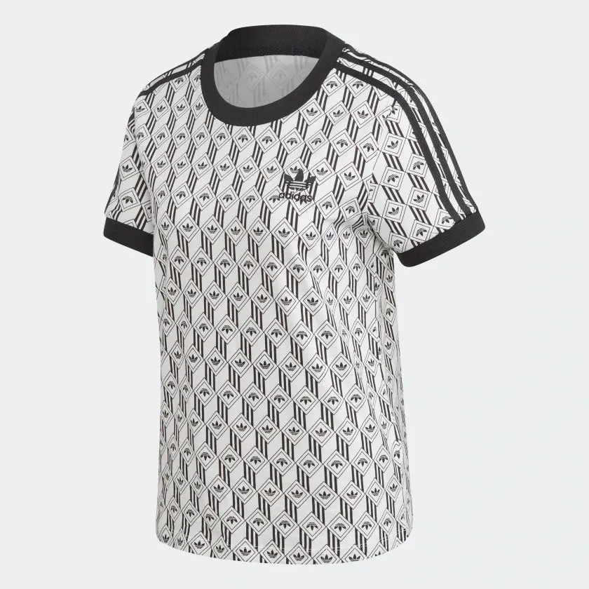 Womens Adidas Originals 3-Stripes Tee Shirt (Black/White)