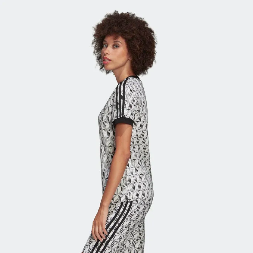 Womens Adidas Originals 3-Stripes Tee Shirt (Black/White)