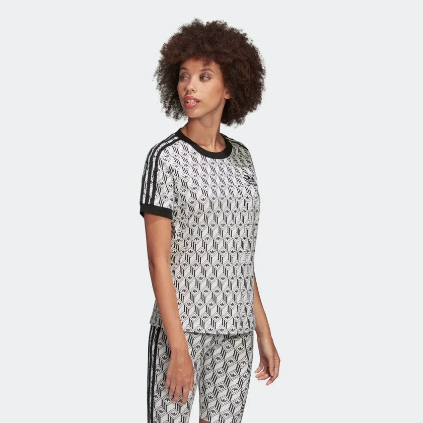 Womens Adidas Originals 3-Stripes Tee Shirt (Black/White)