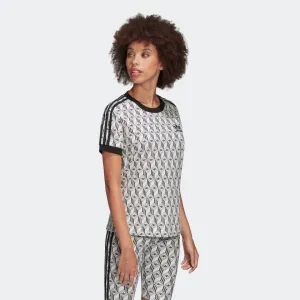 Womens Adidas Originals 3-Stripes Tee Shirt (Black/White)