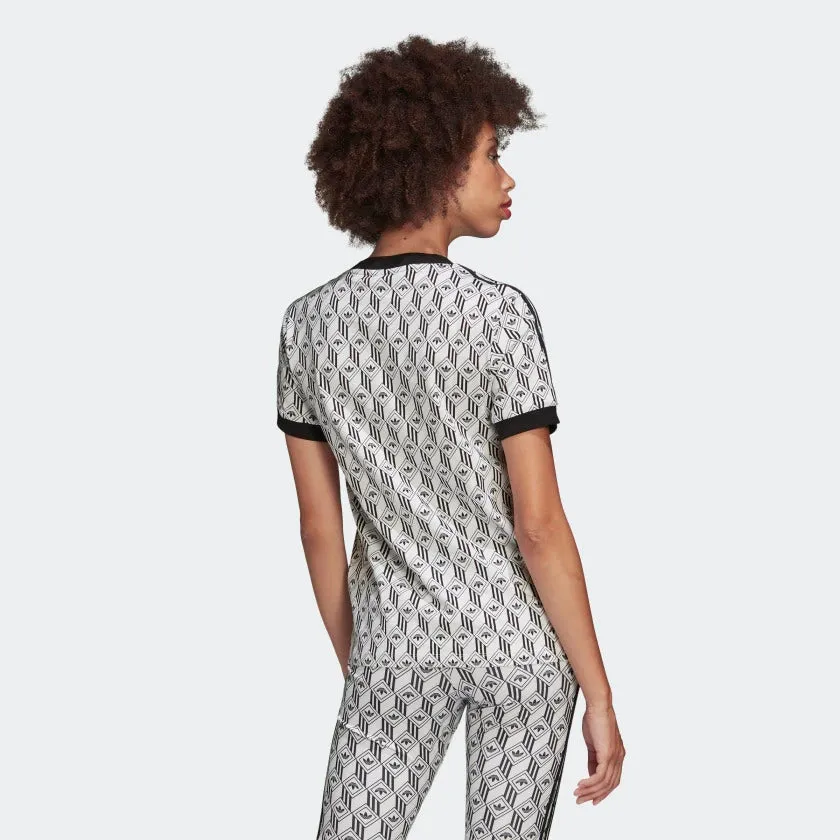 Womens Adidas Originals 3-Stripes Tee Shirt (Black/White)