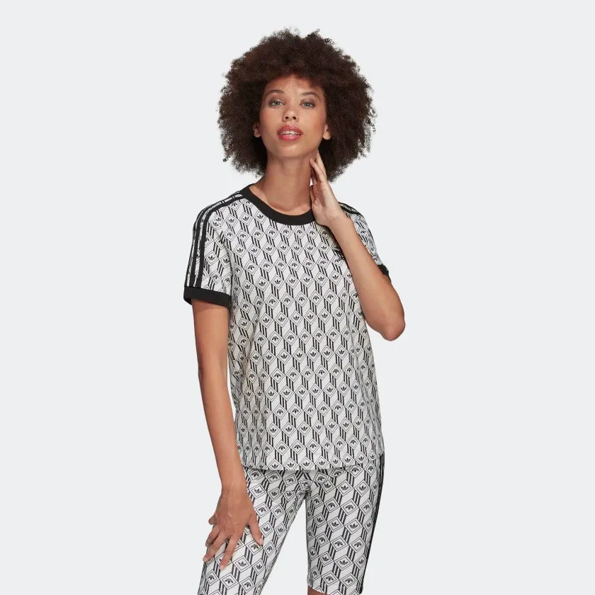 Womens Adidas Originals 3-Stripes Tee Shirt (Black/White)