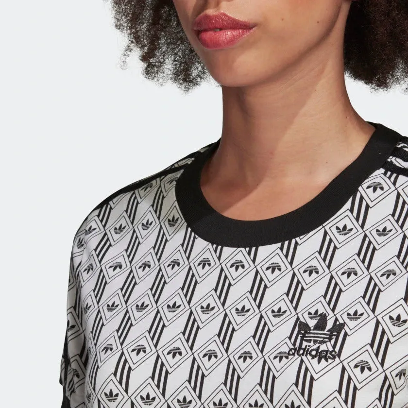 Womens Adidas Originals 3-Stripes Tee Shirt (Black/White)