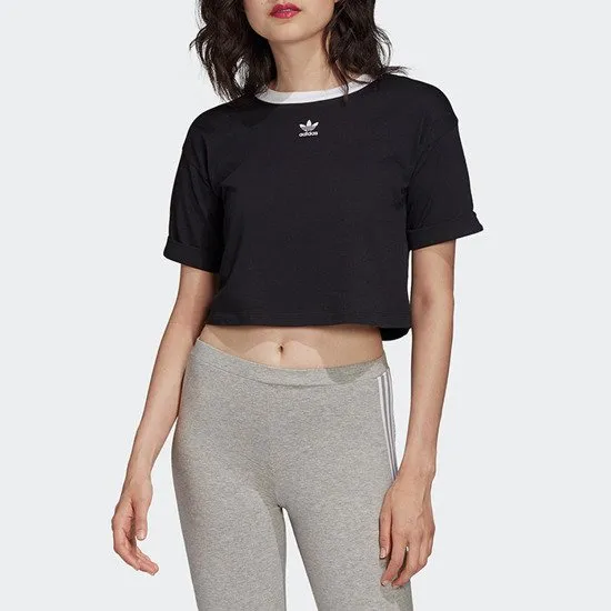 Womens Adidas Originals Crop Top Shirt (Black)