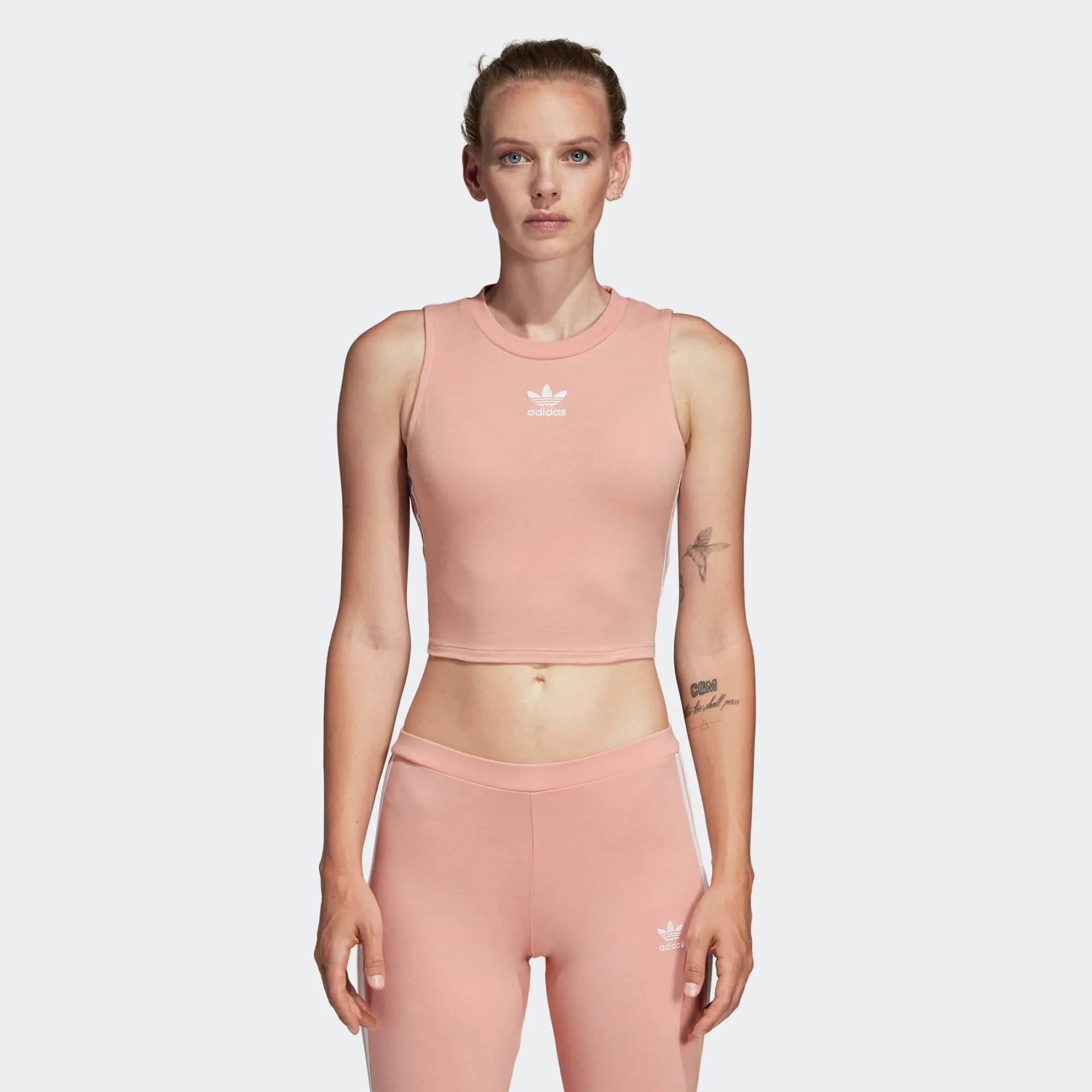 Womens Adidas Originals Crop Top Shirt (Dust Pink)