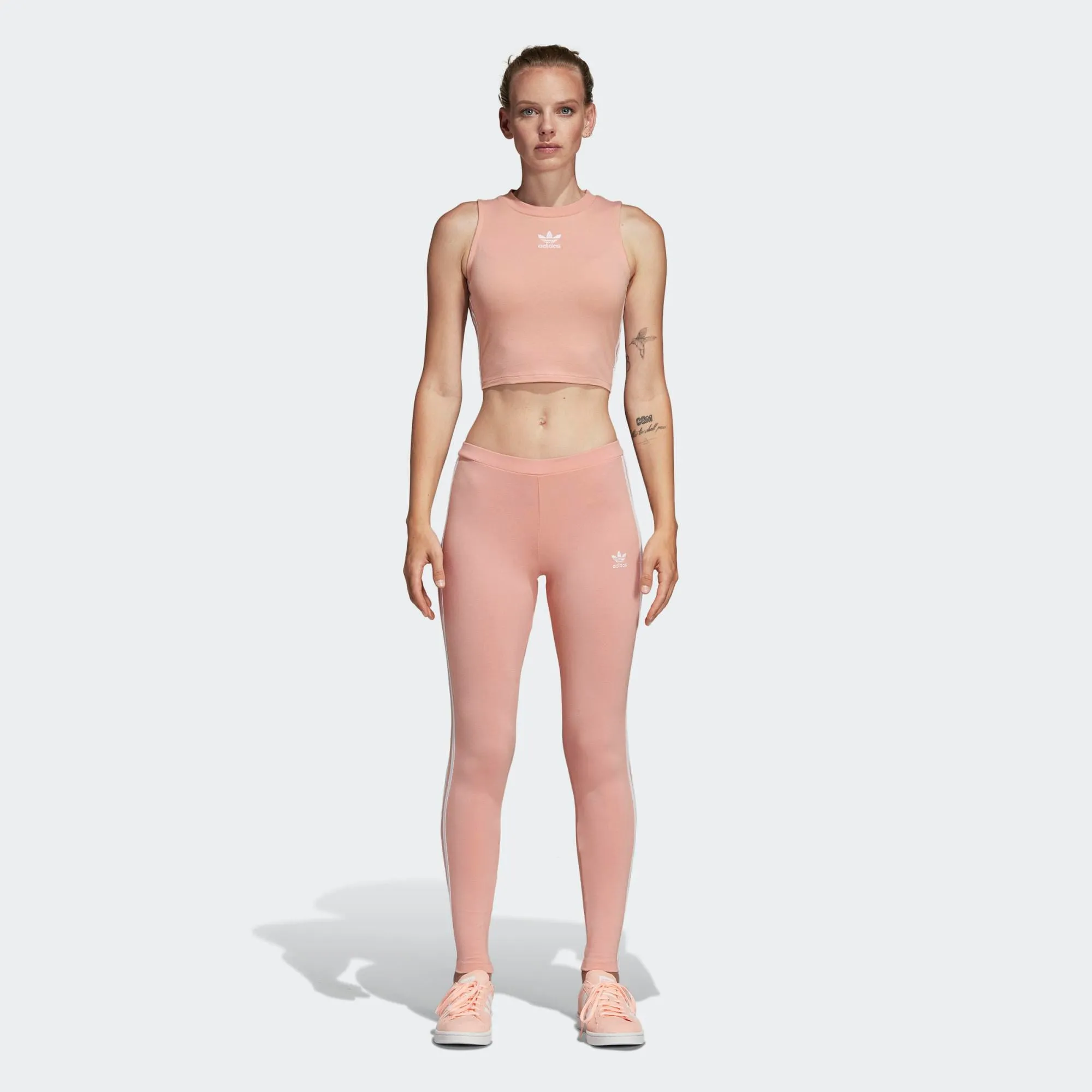Womens Adidas Originals Crop Top Shirt (Dust Pink)