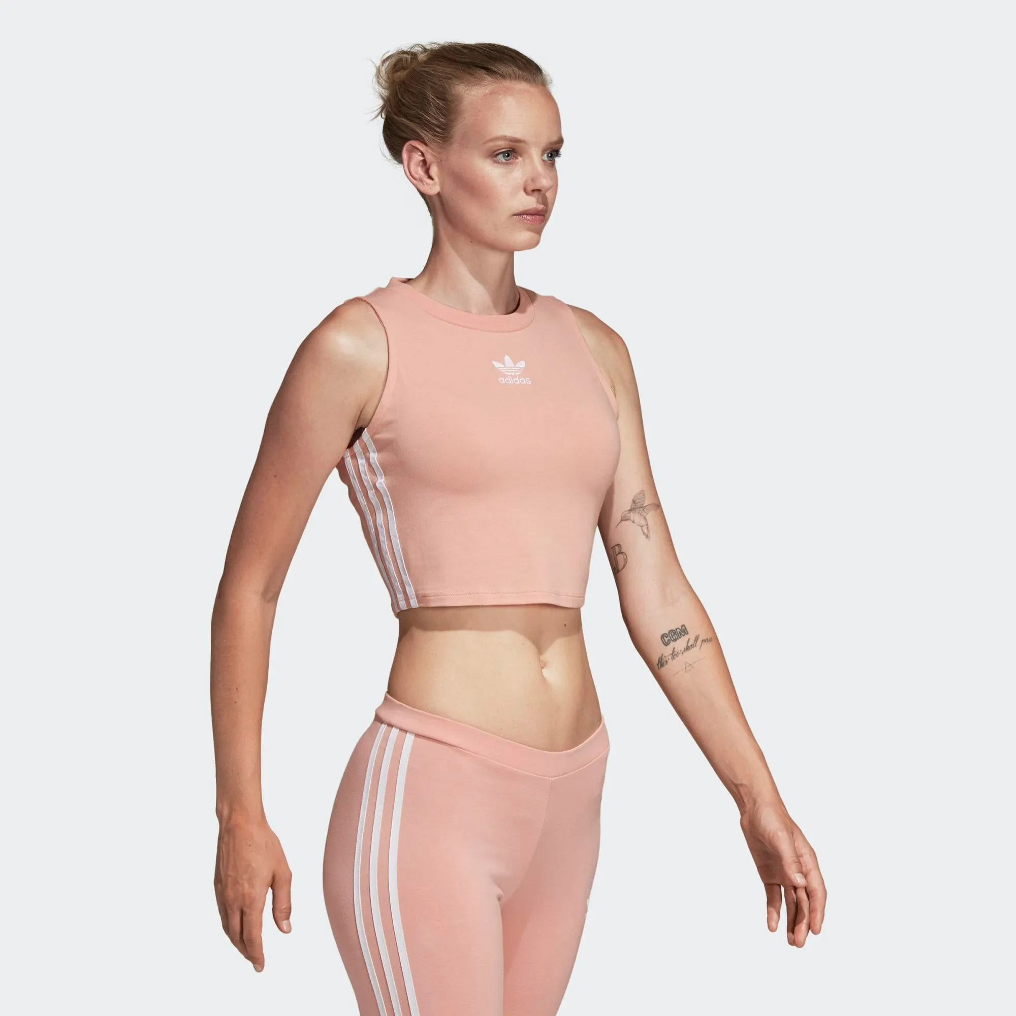 Womens Adidas Originals Crop Top Shirt (Dust Pink)