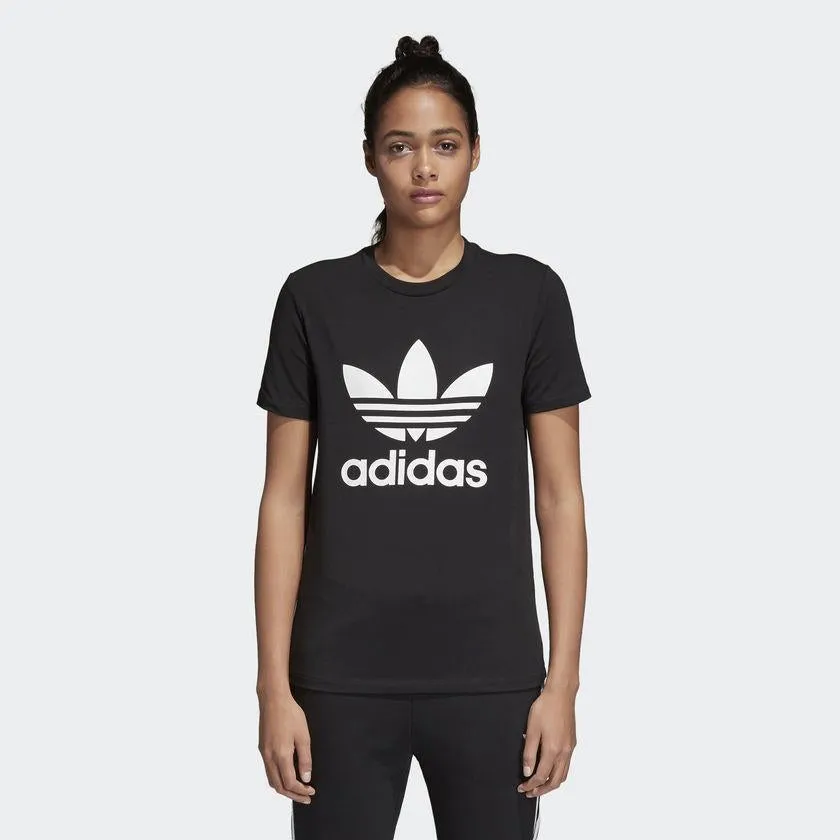 Womens Adidas Originals Trefoil Tee Shirt In Black